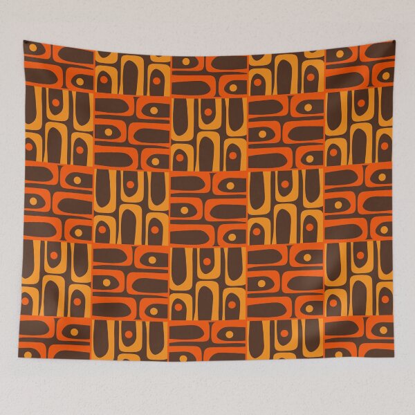 Item preview, Mid Century Modern Abstract Retro 70s Brown and Orange Piquet Multi Pattern 2 designed and sold by kierkegaard.