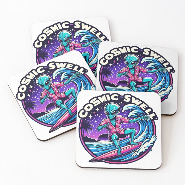 Item preview, Cosmic Swell Alien Surfer Retro Art designed and sold by KMHArts.