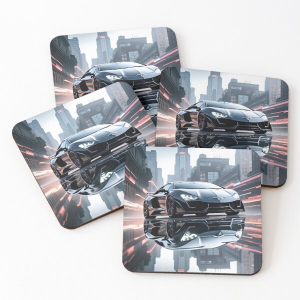 Item preview, Sleek Black Car in Cityscape Reflection designed and sold by DigitalHeadache.
