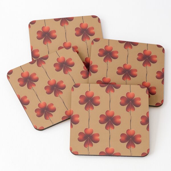 Item preview, Red Four-Leaf Clover On Mocha Mousse Background  designed and sold by MKH GARDEN STORE.