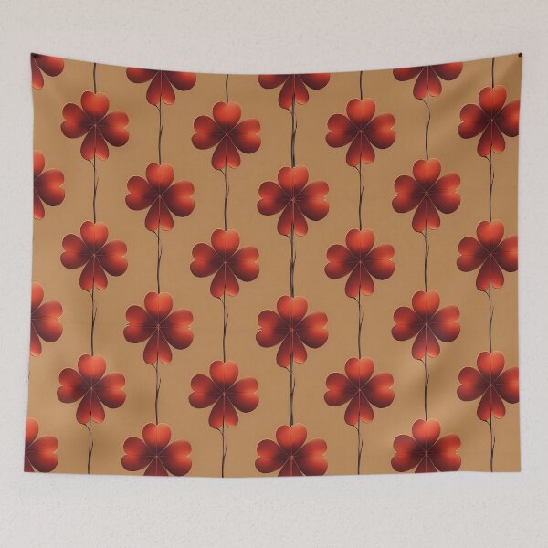 Item preview, Red Four-Leaf Clover On Mocha Mousse Background  designed and sold by MKH GARDEN STORE.