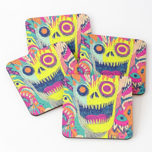 Item preview, Neon Madness Skull Head – Psychedelic Horror Doodle Art designed and sold by Art of Ngu.