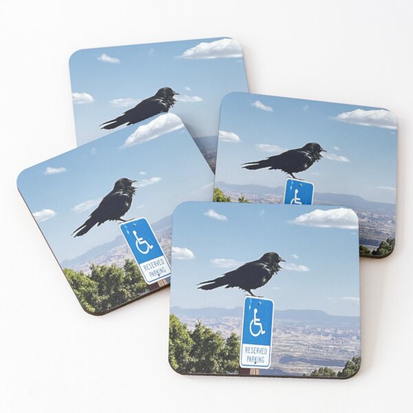 Item preview, Raven sitting atop a handicap sign designed and sold by 5decibels.