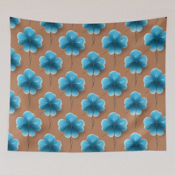 Item preview, Turquoise Four-Leaf Clover On Mocha Mousse Background  designed and sold by MKH GARDEN STORE.