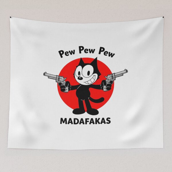 Item preview, pew pew, cat, badass, rebel, Funnyfits70, retro, vintage, meme, funny, humor designed and sold by FunnyFits70.