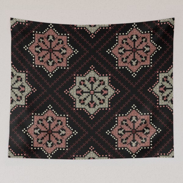 Item preview, Terra Cotta & Ecru Pixel Floral Ethnic Seamless Pattern designed and sold by Khwanchai.