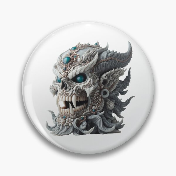 Item preview, Demon’s skull pushed out of the jade stone and decorated with gemstones and carvings designed and sold by MadinaFatt.