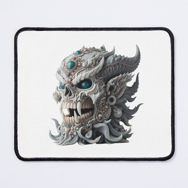 Item preview, Demon’s skull pushed out of the jade stone and decorated with gemstones and carvings designed and sold by MadinaFatt.