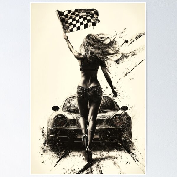 Item preview, Finish Line Femme – Checkered Flag Racing designed and sold by ReachForArt.