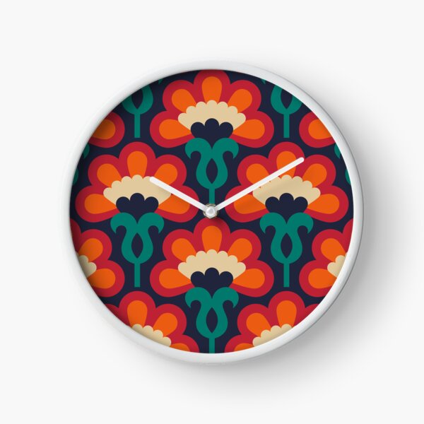 Item preview, Patrón de flores retro atrevidas / Rojo, naranja y verde azulado / 3483C designed and sold by RouCouCou.