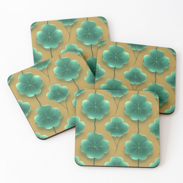 Item preview, Teal blue Four-Leaf Clover On Mocha Mousse Background  designed and sold by MKH GARDEN STORE.