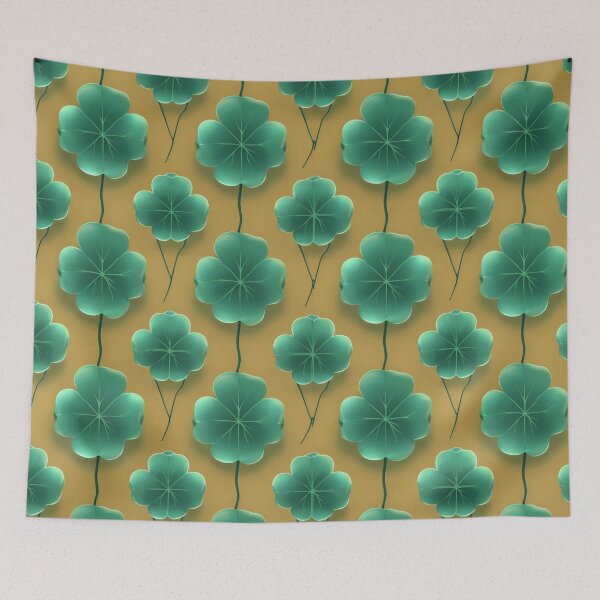 Item preview, Teal blue Four-Leaf Clover On Mocha Mousse Background  designed and sold by MKH GARDEN STORE.