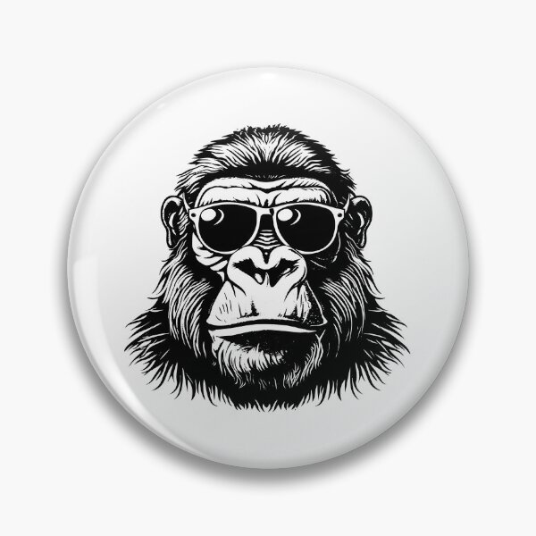 Item preview, Cool Gorilla with Sunglasses – Black and White Urban Attitude Illustration designed and sold by inkoutninja.