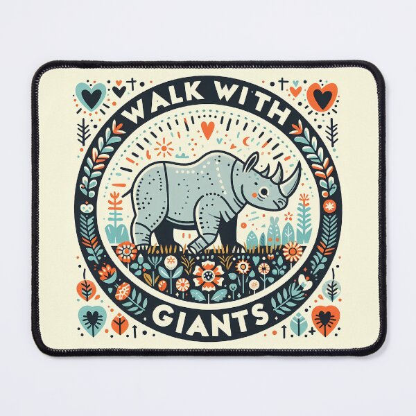 Item preview, Hope for Wildlife: Walk With Giants Black Rhino - Scandinavian Folk Art by heidiannemorris © designed and sold by FOLK ART FUSION.