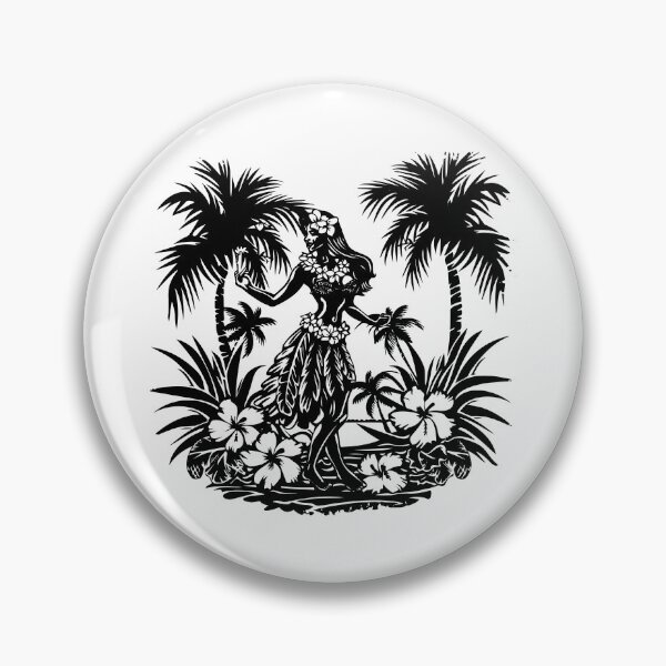 Item preview, Hula Dancer Tropical Art – Black and White Hawaiian Island Illustration designed and sold by inkoutninja.