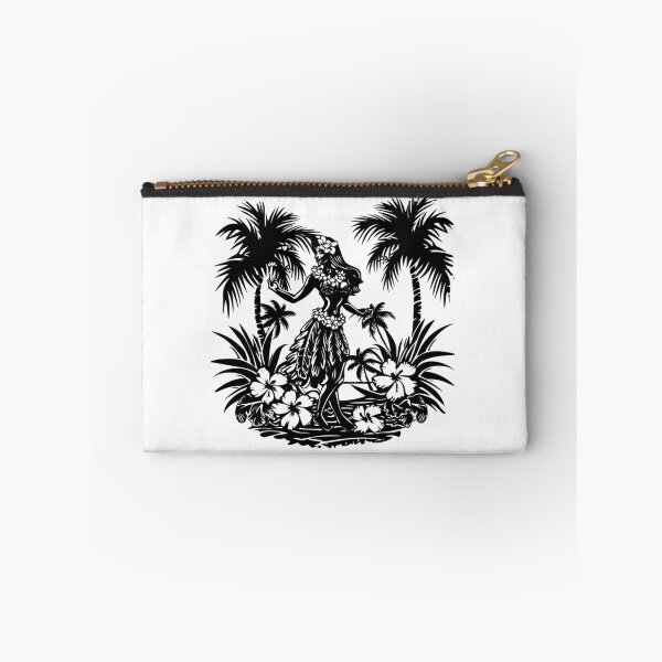 Item preview, Hula Dancer Tropical Art – Black and White Hawaiian Island Illustration designed and sold by inkoutninja.