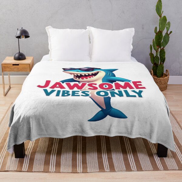 Item preview, Funny Shark Cartoon - Jawsome Vibes Only Ocean Pun Design designed and sold by AquaPawsStudio.