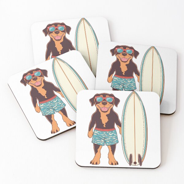 Item preview, Surfing Rottweiler – Bold Retro Beach Dog Illustration designed and sold by FreeMaMindStudio.