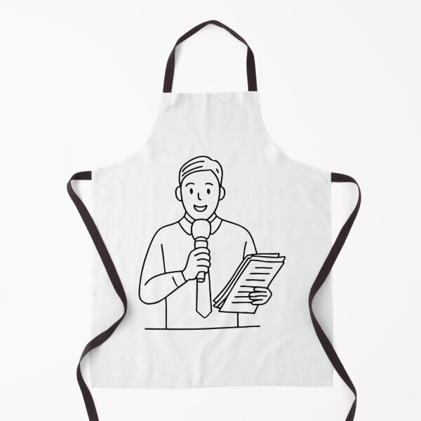 Item preview, Reporter speaking into microphone while holding report sheets designed and sold by rasagamastore.