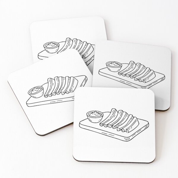 Item preview, Rib bones arranged neatly on a cutting board beside sauce bowl designed and sold by rasagamastore.