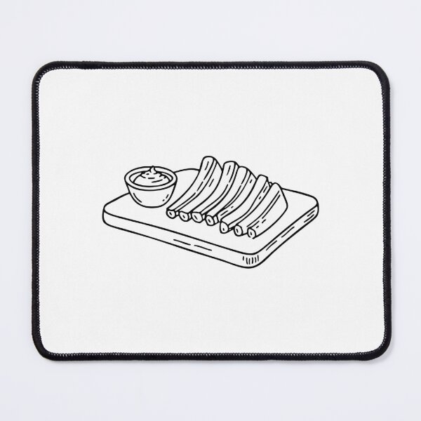 Item preview, Rib bones arranged neatly on a cutting board beside sauce bowl designed and sold by rasagamastore.