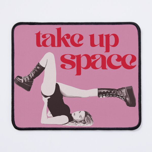 Item preview, Take Up Space - woman wearing boots made for walking wide pose black white red designed and sold by RabbitHoleThings.