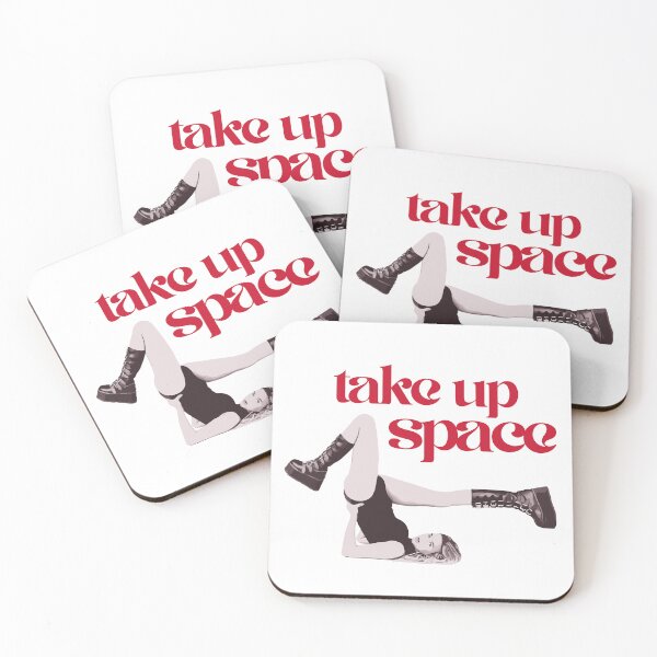 Item preview, Take Up Space - woman wearing boots made for walking wide pose black white red designed and sold by RabbitHoleThings.
