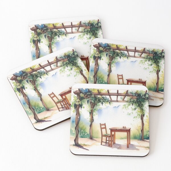 Item preview, Vineyard Terrace in Autumn Light designed and sold by MoxisWatercolor.
