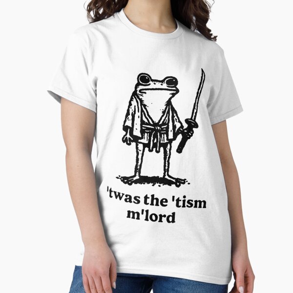 Vista previa del artículo con la obra «Camiseta divertida de la rana del caballero medieval "Twas The Tism M'Lord"», diseñado y vendido por AnderJulipa.
