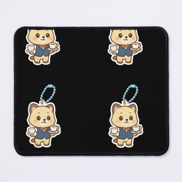 Item preview, Cute cat waiter Kawaii keychain designed and sold by DamioPolArt.