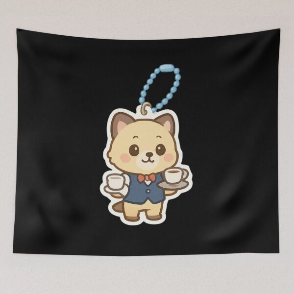 Item preview, Cute cat waiter Kawaii keychain designed and sold by DamioPolArt.