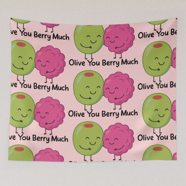 Artikelvorschau, Süßes Oliven- und Beeren-Wortspiel - "Olive You Berry Much" Lustiges Essensliebes-Design entworfen und verkauft von graphicnew.