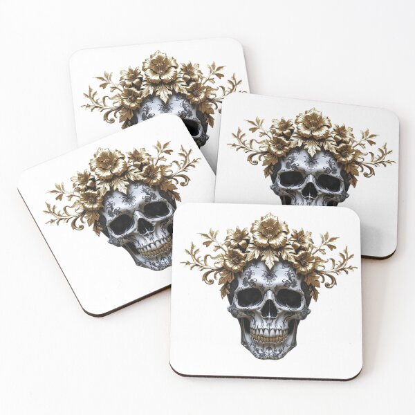 Item preview, Baroque Skull with Golden Floral Crown designed and sold by RainyShop32.