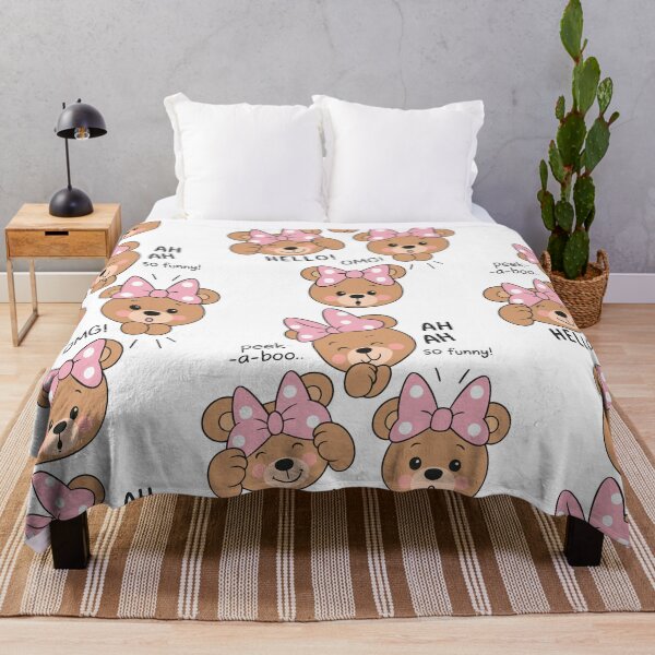Item preview, Funny Cute Bear Expressions with Pink Bow - Kawaii Cartoon Art designed and sold by graphicnew.