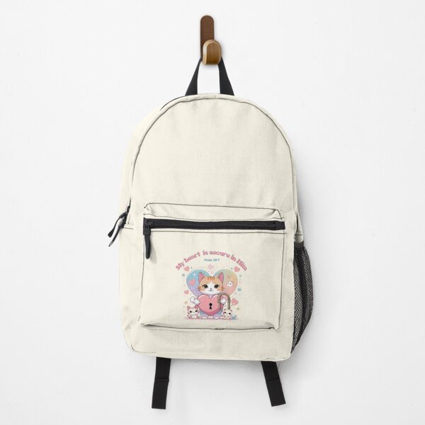 Item preview, My Heart Is Secure in him (Psalm 112:7) – Kawaii Cat Bible Verse Art designed and sold by AmenAlways.