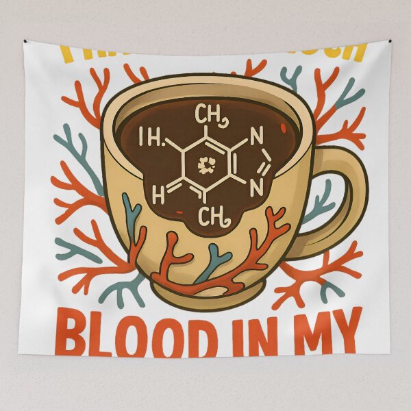 Item preview, Funny Coffee Quote Design – Blood in My Caffeine System Chemistry Mug Art designed and sold by DineshArtShop.