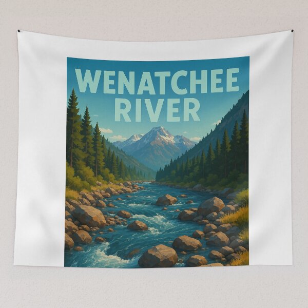 Item preview, Snow-Capped Cascades Over Wenatchee River, Washington designed and sold by Aryabek.