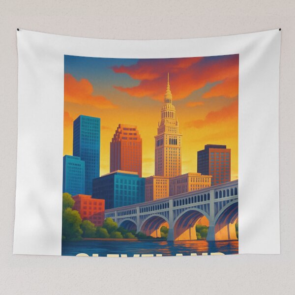 Item preview, Cleveland Skyline and Terminal Tower at Sunset designed and sold by Aryabek.