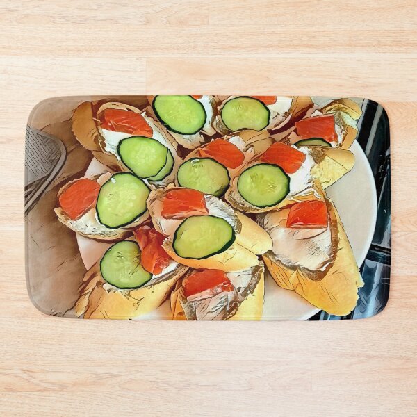 Item preview, Fresh Salmon & Cucumber Sandwiches – Cozy Kitchen Food Art | Delicious Snack Poster for Food Lovers designed and sold by NatureChampion.