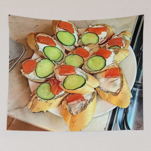 Item preview, Fresh Salmon & Cucumber Sandwiches – Cozy Kitchen Food Art | Delicious Snack Poster for Food Lovers designed and sold by NatureChampion.