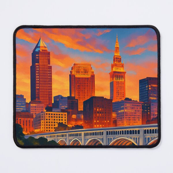 Item preview, Cleveland Skyline Reflected at Dusk, Ohio designed and sold by Aryabek.