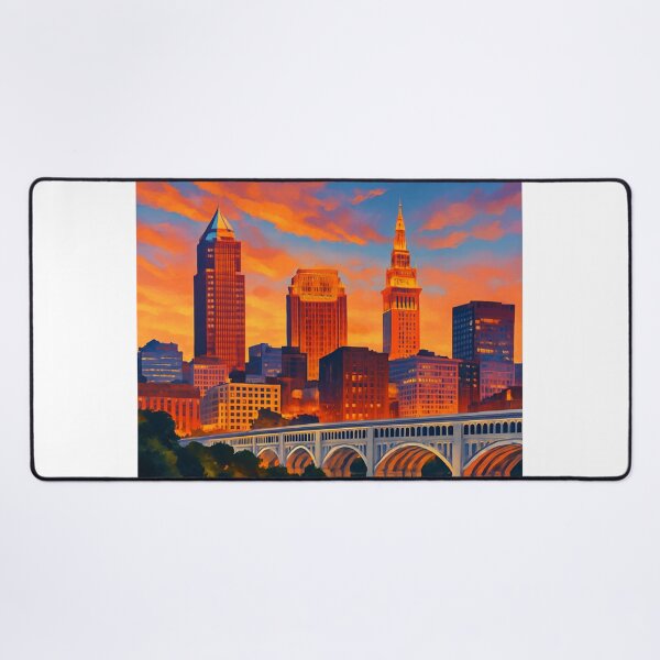 Item preview, Cleveland Skyline Reflected at Dusk, Ohio designed and sold by Aryabek.