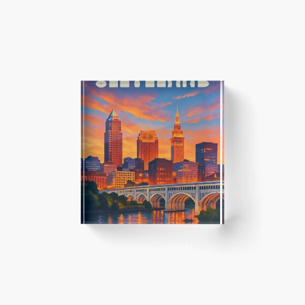 Item preview, Cleveland Skyline Reflected at Dusk, Ohio designed and sold by Aryabek.