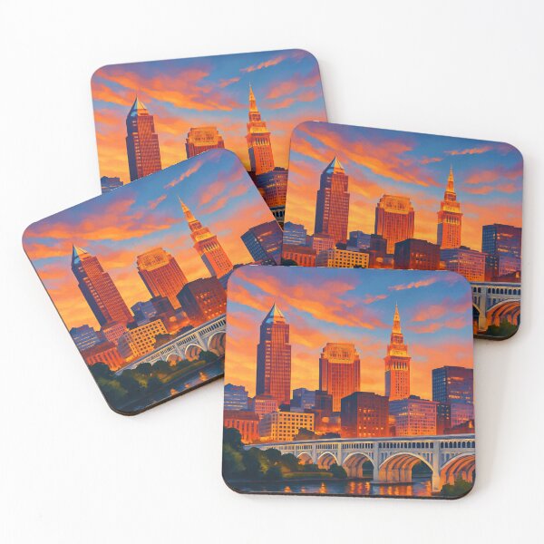 Item preview, Cleveland Skyline Reflected at Dusk, Ohio designed and sold by Aryabek.