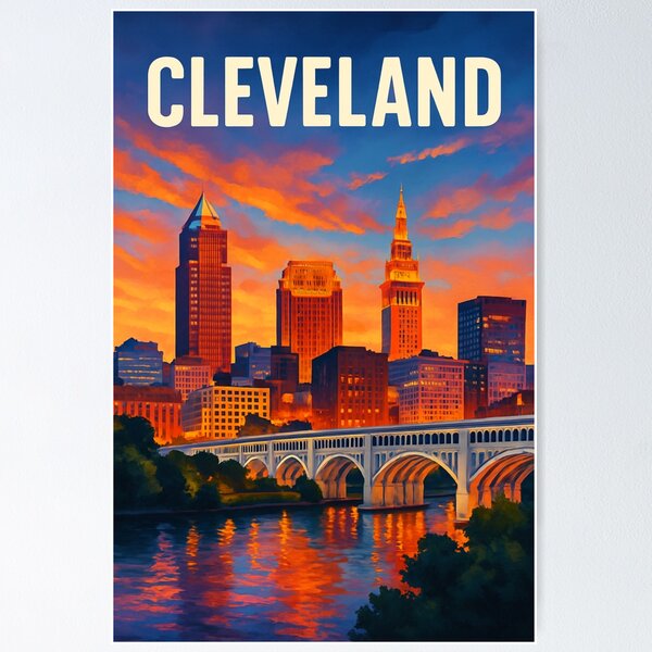 Item preview, Cleveland Skyline Reflected at Dusk, Ohio designed and sold by Aryabek.