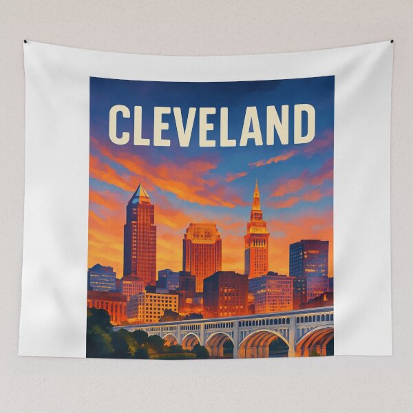 Item preview, Cleveland Skyline Reflected at Dusk, Ohio designed and sold by Aryabek.