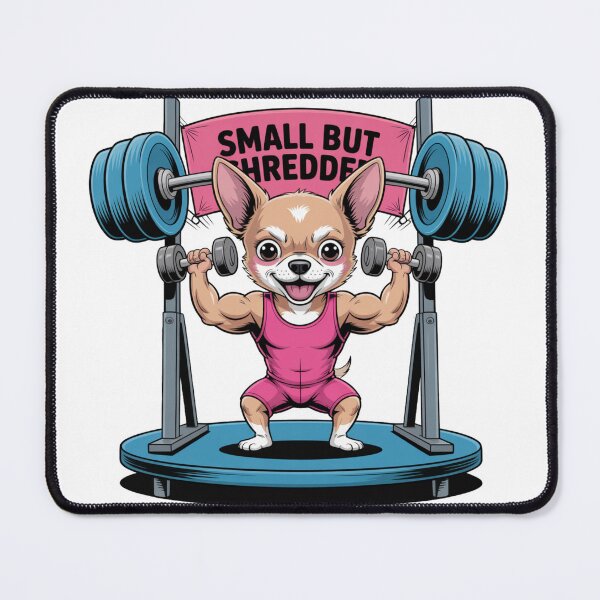 Item preview, Small But Shredded – Muscular Chihuahua Gym Art designed and sold by ArtByYunus.