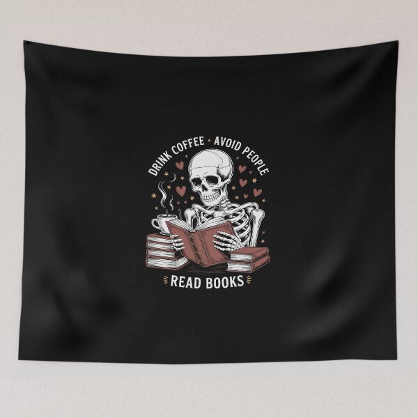 Item preview, Coffee Lovers Read Books Halloween Skeleton designed and sold by KarstenNoanra.