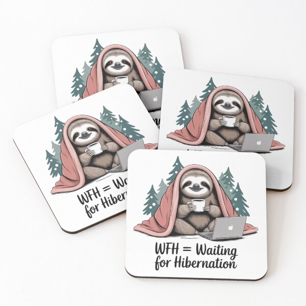 Item preview, WFH = Waiting For Hibernation – Cozy Sloth Laptop Life designed and sold by ArtByYunus.