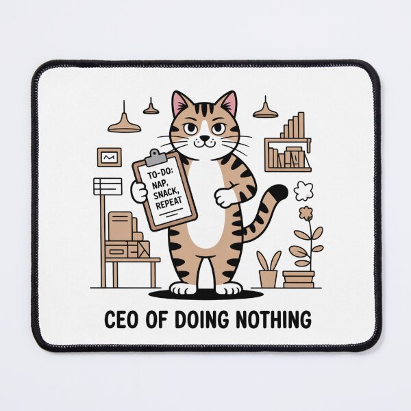 Artikelvorschau, CEO von Doing Nothing – Chillige Katze mit To-Do-Liste entworfen und verkauft von ArtByYunus.